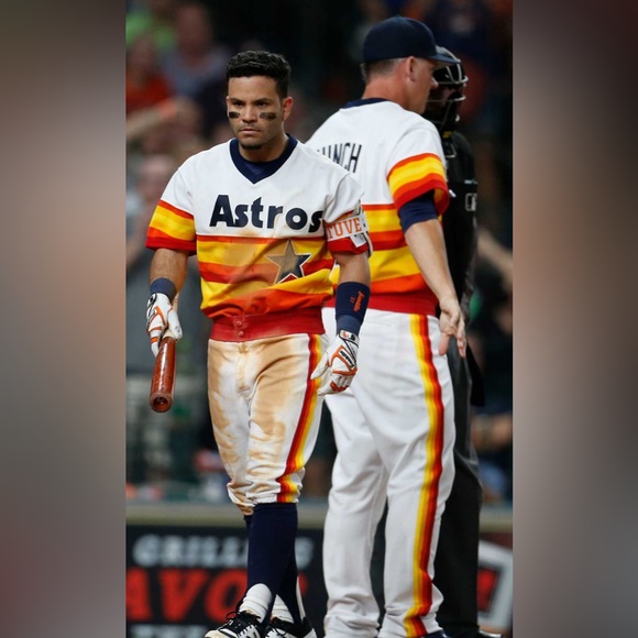 Majestic Authentic Houston Astros Jose Altuve Retro Throwback Jersey Men’s Sz: M - Picture 3 of 6